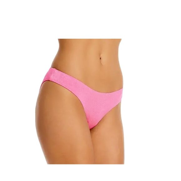 Aqua Swim Bikini Bottom Brief Shimmer Metallic Sparkle Pop Pink M - Picture 1 of 4